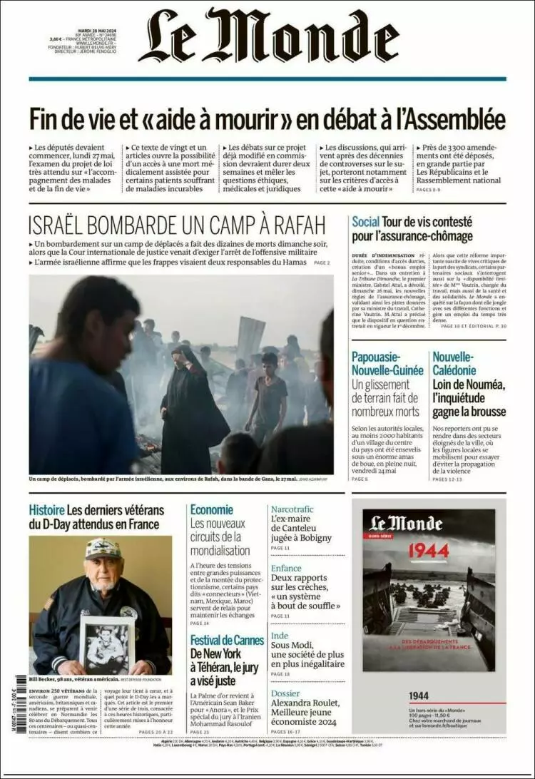 Prima-pagina-le monde-edizione-di-oggi-28-05-2024